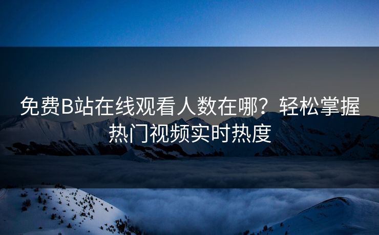免费B站在线观看人数在哪？轻松掌握热门视频实时热度