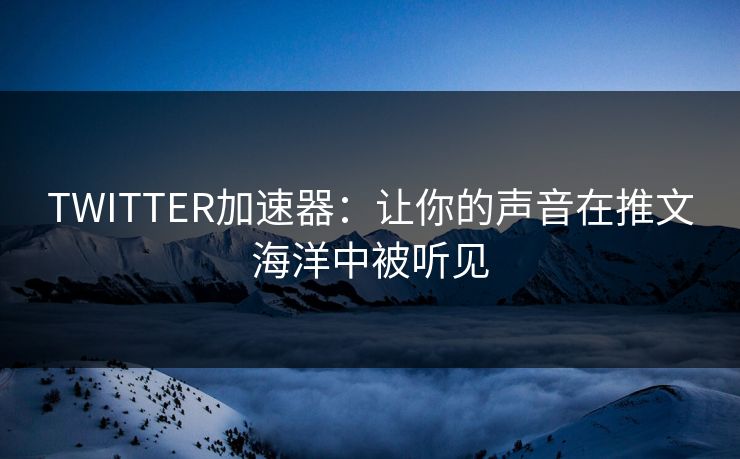 TWITTER加速器:让你的声音在推文海洋中被听见 TWITTER加速器:让你的声音在推文海洋中被听见