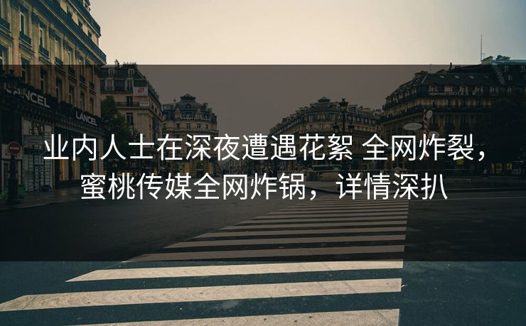业内人士在深夜遭遇花絮 全网炸裂,蜜桃传媒全网炸锅,详情深扒 业内人士在深夜遭遇花絮 全网炸裂,蜜桃传媒全网炸锅,详情深扒