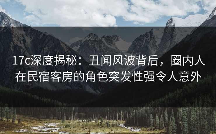17c深度揭秘:丑闻风波背后,圈内人在民宿客房的角色突发性强令人意外 17c深度揭秘:丑闻风波背后,圈内人在民宿客房的角色突发性强令人意外